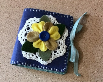 Wool Felt Needle Book in Ink & Ocean Blues