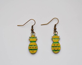 Pineapple in recycled skateboard Stud Earrings