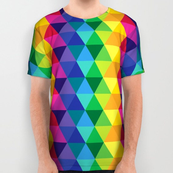 A Colorful All Over Print American Apparel Shirt with Triangles