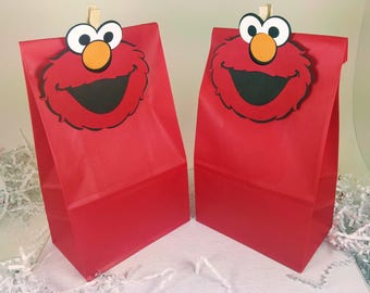 Elmo Treat Bags, Elmo Party Favors, Elmo Birthday Party, Sesame Street, Elmo Decor, Elmo Favor Bags