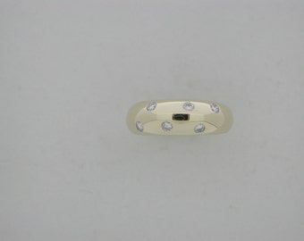 Natural Diamond Band Ring Solid 14kt Yellow Gold