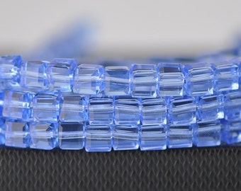 Glass Crystal Cube 6mm Faceted Beads Blue -FZ0633 / 95pcs