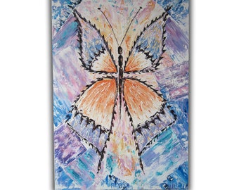 Original Oil Painting Butterfly Wall Art Decor Anniversary gift-for-women Living room decor Large painting on canvas Abstract Painting OOAK