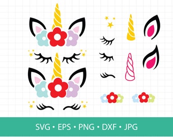 Unicorn SVG, Unicorn head Svg,Unicorn Clip Art, Unicorn Face SVG, Magical Unicorn SVG, Cricut, Silhouette Cut File, Svg dxf eps