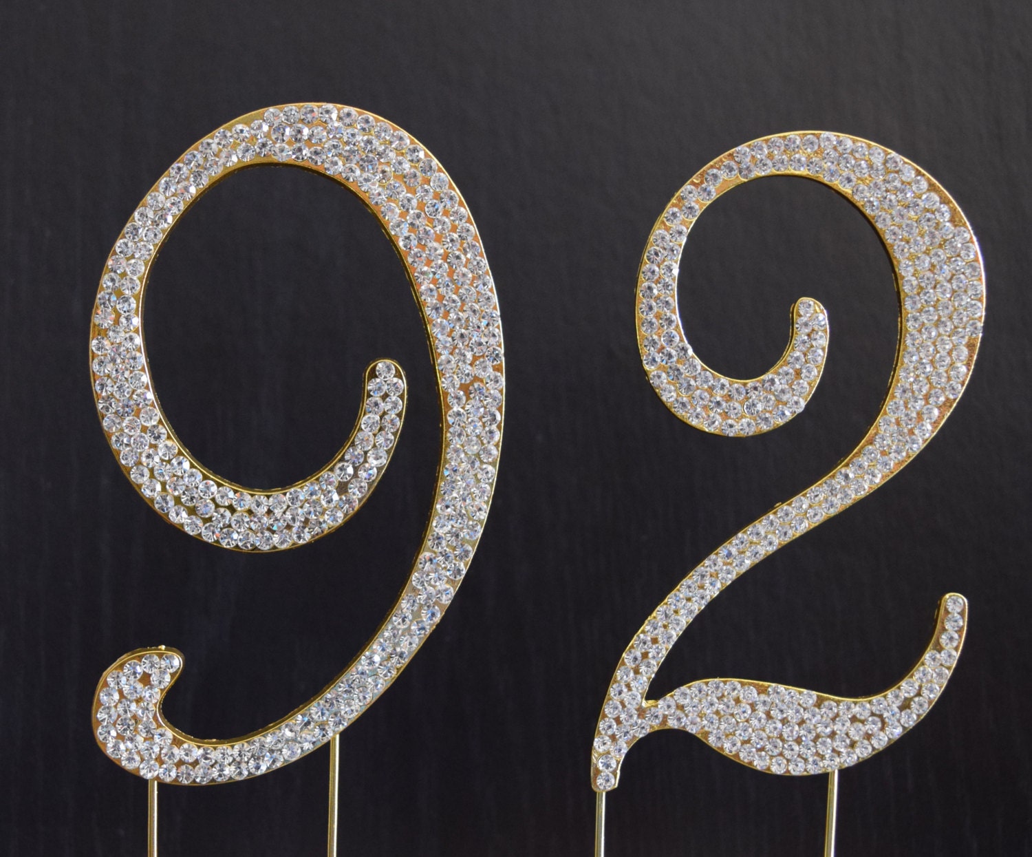Rhinestone Gold Number 92 Cake Topper 92nd Birthday Party
