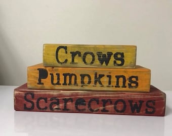 Crows Pumpkins and Scarcrow