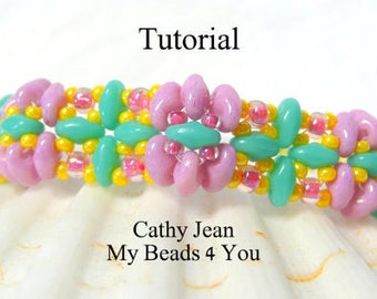 Beading Pattern, Jewelry Pattern,Beadweaving Tutorial, Seed Bead Tutorial,Beading Instructions,SuperDuo Tutorial,Seed Beads, Beaded Bracelet