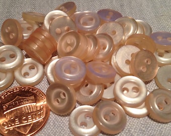 24 Small Pearlized Pale Peach Pink Plastic Buttons 7/16" 11mm # 7702