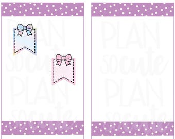 Doodle Mini flags with bow Stickers, Planner Stickers -087