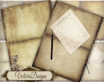 Little Notebook ATC vintage images digital background instant download printable collage sheet VD0143