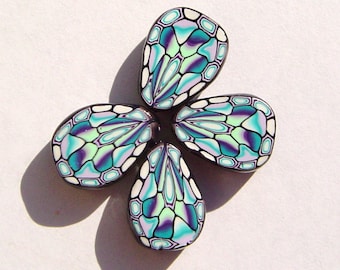 Stained Glass Butterfly Wing Handmade Artisan Polymer Clay Beads