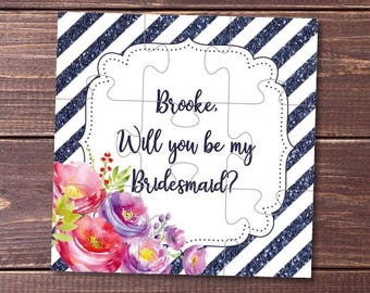 Will you Be my bridesmaid, Bridesmaid proposal, bridesmaid gift, Bridal party, Maid of Honor, bridesmaid card, puzzle, jigsaw, flower girl