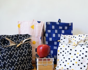 Eco Lunch Bag - washable organic cotton and hemp organic cotton womens lunch bag, picnic bag, kids lunch bag