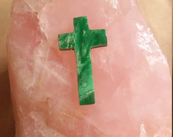 30% OFF Green Variscite Cross Crucifix Cabochon/ backed