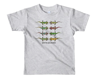Spotted Salamander Kid's Short Sleeve T-Shirt - Herpetology - State Amphibian For Ohio And South Carolina - Colorful Combinations
