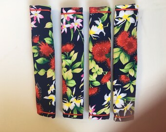 SALE! Fridge handle covers, 2 sets (4 pieces), Lehua flowers , Hawaian, Cotton