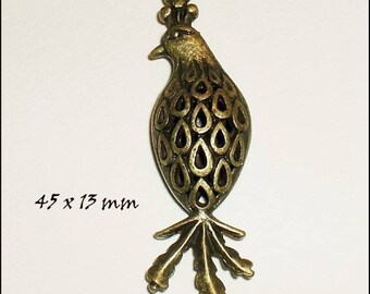 1 pendant charm "3D" Ajoure 45 x 13 mm metal bronze