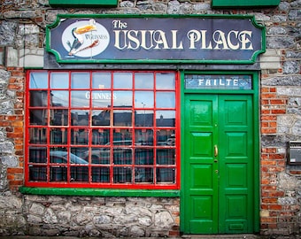 Irish Bar, Ireland Photography, Emerald Isle Green, Travel Photography, Irish pubs, Irish Photography, Large Wall Art, Bar Decor, pub photo