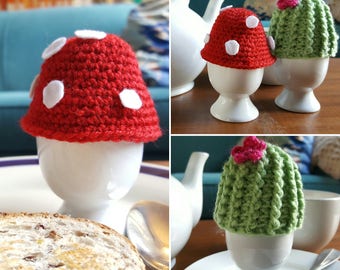 Egg cosy - toadstool and cactus