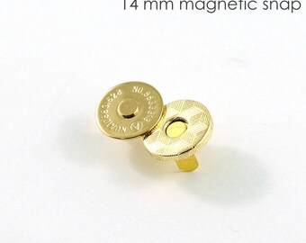 Magnetic Snaps, Snap Closures, Purse hardware, Gold Magnetic Snaps, Slim Shiny GOLD magnetic snap closures