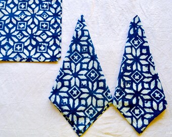Custom made Set of 8 block print cloth Napkins Indigo Napkin wholesale napkin