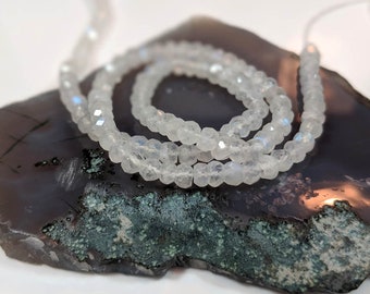 Rainbow Moonstone Gemstone Beads, faceted rondelle Beads, jewelry making, beading