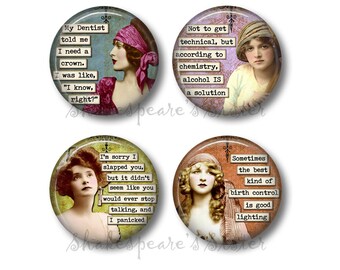 Sarcastic Humor - Fridge Magnets - Sarcastic Women - Funny Magnets - 1.5 Inch Magnets - 4 Magnets - Kitchen Magnets
