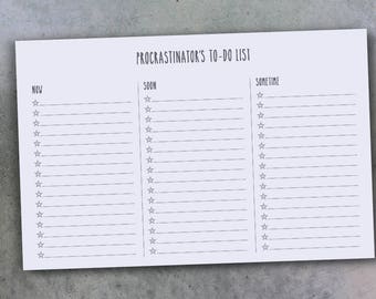 Procrastinating Planner / Priority Planner - Procrastinator's To-Do List Note Pad - Funny Notepad Gift for Friend - Notepad for Men