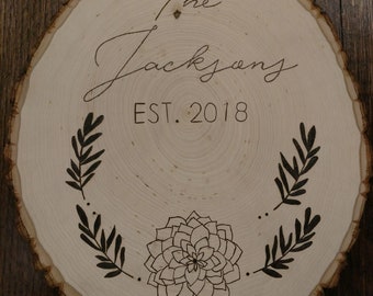 Engraved Family Name Tree Stump