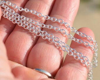 BULK 12 Silver Plated 18" Necklace Cable Chain with Lobster Clasp C1014