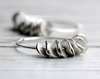 Small Hoop Earrings Silver Hoop Earrings Ruffled Handmade Earrings Fashion Jewelry Modern Boho Free Shipping Gift For Her