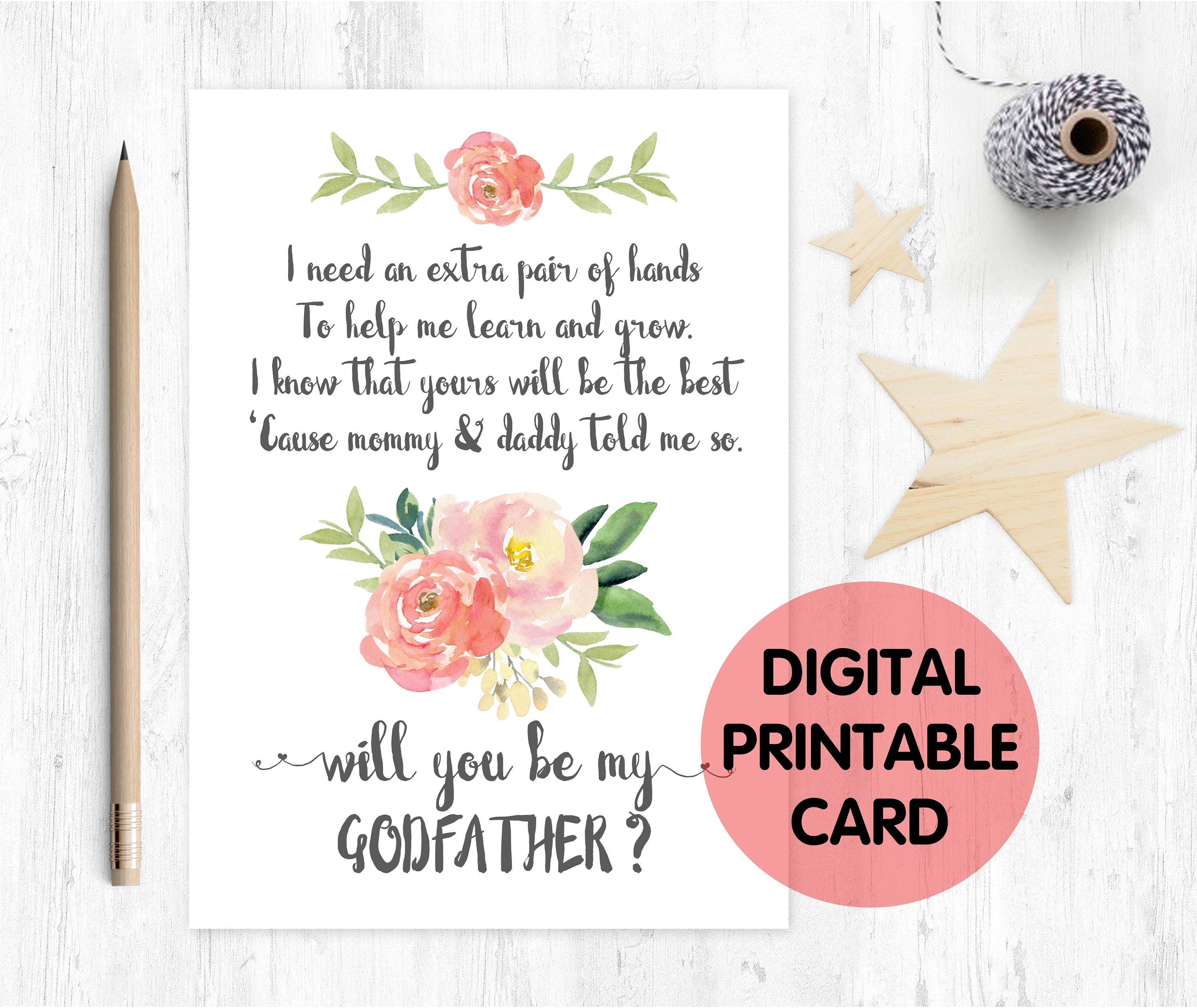 PRINTABLE will you be my godfather card printable godfather