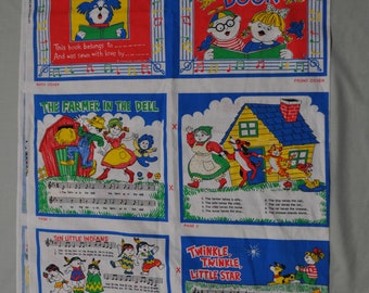 Fabric Panel - Cloth Book - Children's Nursery Rhyme Songs - Bright Colors
