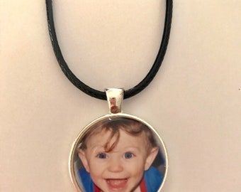 Your Custom Photo Necklace on Faux Leather Cord