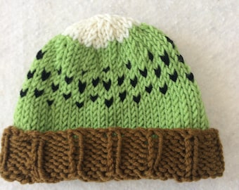 Kiwi hat, baby knit fruit hat, kawaii hat, kiwi baby hat, kiwi newborn hat, knit fruit hat, knitted hat for babies, kiwifruit hat, baby cap