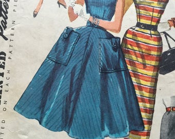 Sewing Pattern - dress pattern - skirt pattern - 1950s dress pattern - Size 14 Bust 34, Hips 36 - vintage sewing pattern