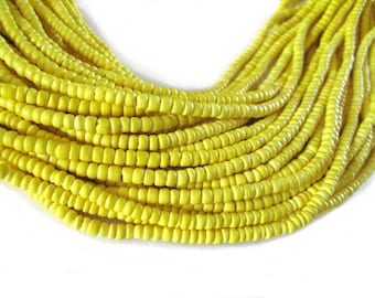 Coconut bead 150 yellow wood Beads - Coconut Rondelle Disk Beads 4-5mm (PC219K)