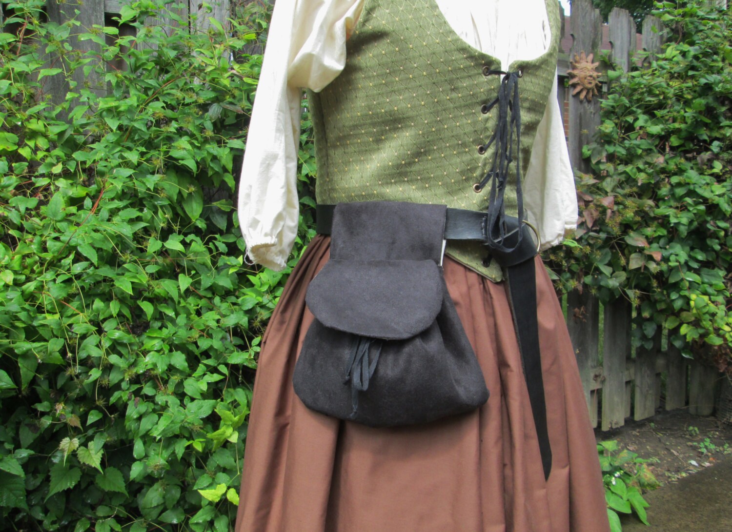 Renaissance Belt Bag Womens Medieval Purse Faux Suede or