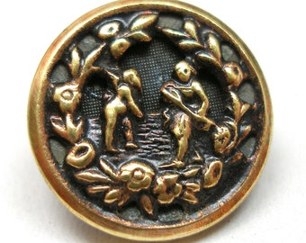 1800s Antique BUTTON, Victorian Mythology, Cupid & Erato.