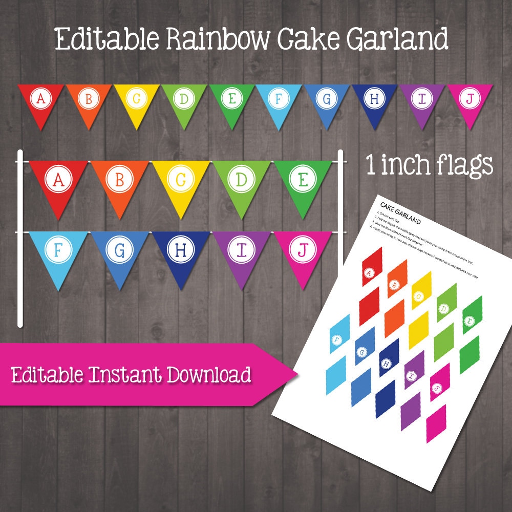 Rainbow Bunting Cake Topper Rainbow Bunting Cake Topper
