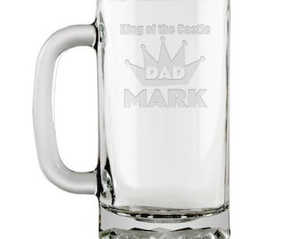 Customized King of the Castle Beer Mug for Dad