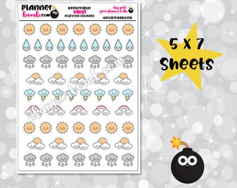 Vinyl Cute Weather Removable Planner Stickers