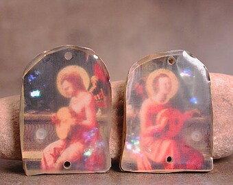 Rustic Resin Pendant, Angel Resin Focal Bead, Earring Pair, Unique Earring Beads, Divine Spark Designs, SRA