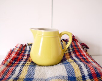 French vintage pitcher yellow porcelain stonewear ironstone bistro pitcher