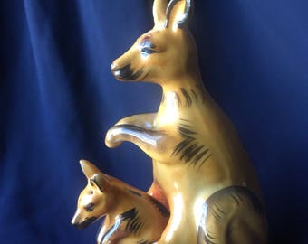 Vintage 1950's kangaroo and joey salt and pepper set