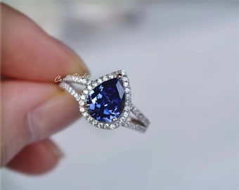 Tanzanite Ring Pear Tanzanite Engagement Ring Wedding Ring Anniversary Ring Promise Ring