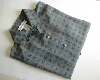 Woman silk blouse, Georges Rech, grey, size M, vintage clothes