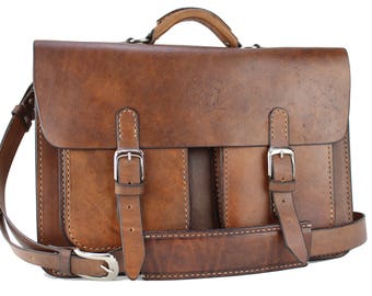 15" Leather Messenger Leather Bag Leather Briefcase Leather Laptop Satchel for Macbook Pro 201