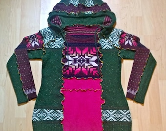 UpcycledClothing/Pullover/Sweater/Hoody/Tunic/Festival Clothing/Funky Clothing/Boho Clothing/Unique Clothing/Hippie Style/Knitwear/ForWomen