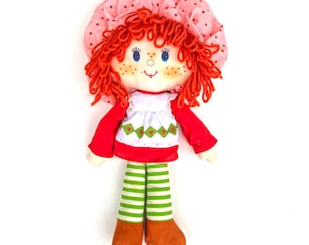 Strawberry Shortcake Rag Doll | Vintage 1980s Strawberry Shortcake Cloth Doll | Kenner Strawberry Shortcake Soft Doll | Plush / Plushie Doll